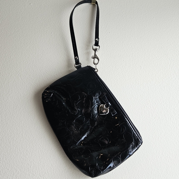 Coach Handbags - Coach Black Patent Leather Wristlet